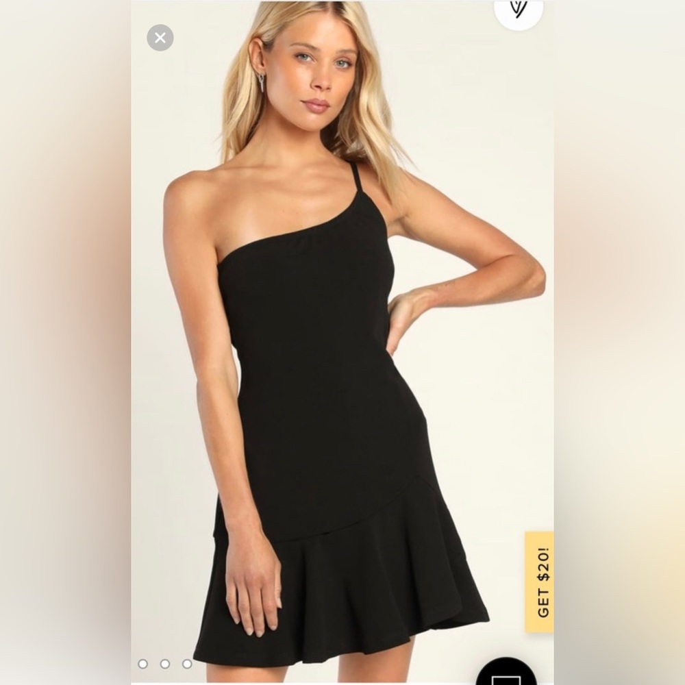 brand new lulus one shoulder black mini dress size xl